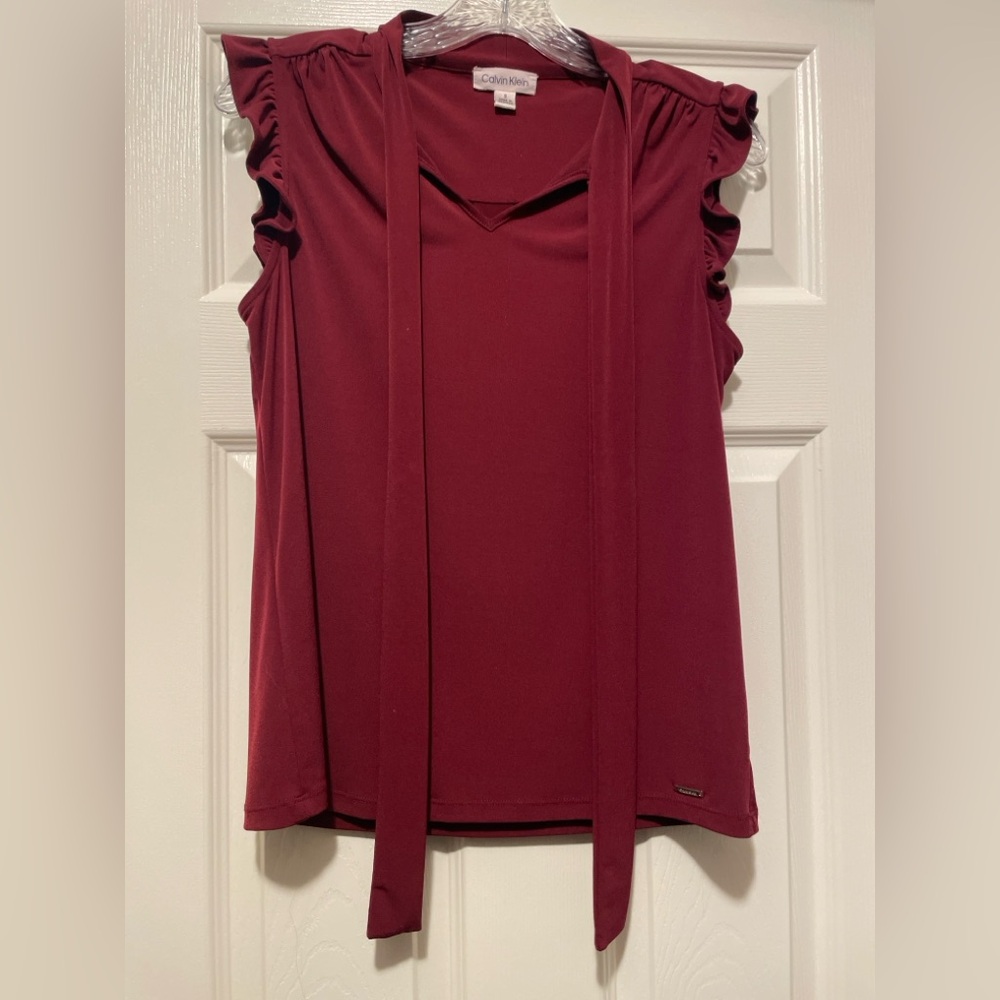 Calvin Klein Deep Red Sleeveless Blouse